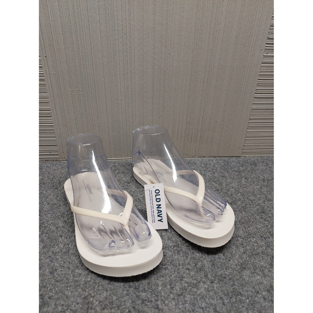 Old Navy Women Flip Flops Sandals 5 White Rubber Classic Thong Summer Beach